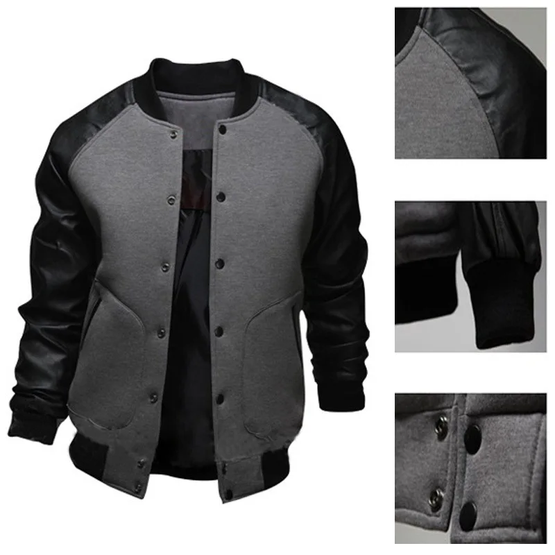 

2023 New Men's Stitching Jacket Big Pocket Baseball Shirt Autumn and Winter Male Coat Can Wholesale Gray Black Dark Gray