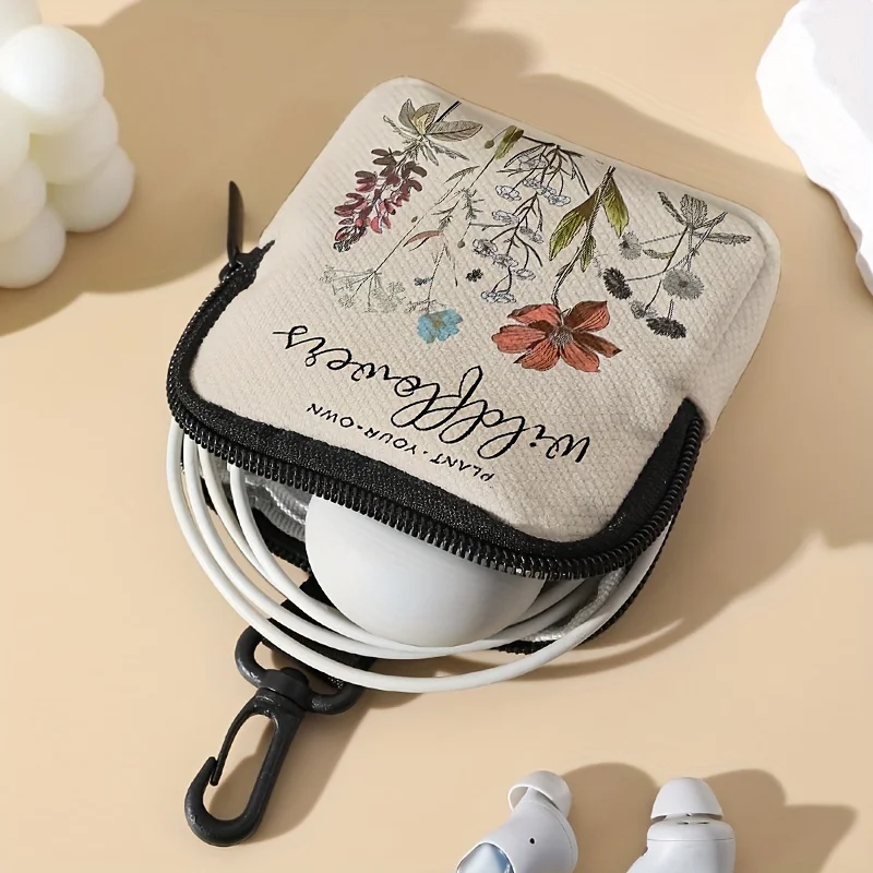 1 pc Flower pattern printing large capacity coin wallet, digital printing coin wallet storage bag, ideal choice for gifts