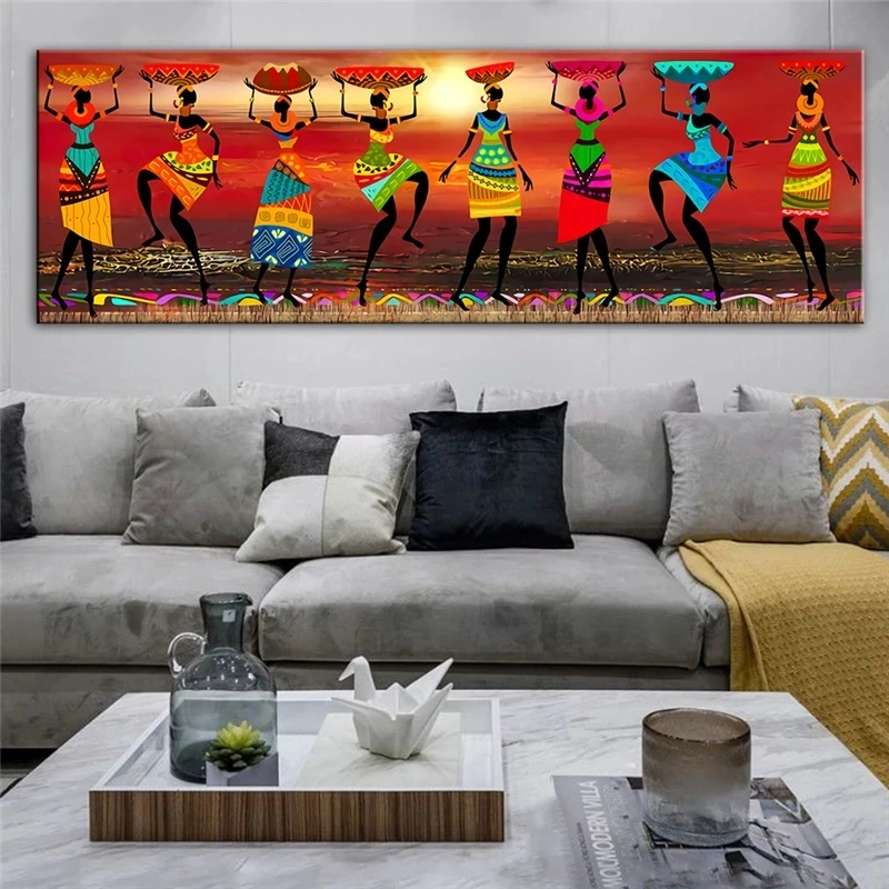 

Abstract African Woman Canvas Paintings on The Wall Art Posters and Prints Dancing Girls Cuadros Pictures for Bedroom Decoration