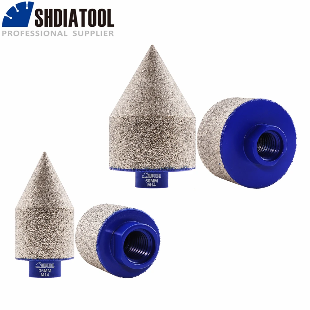 SHDIATOOL Dia 35/50mm Diamond Vacuum Brazed Chamfering Milling Finger Bits Ball End Countertop Marble Ceramic Tile Granite Tool