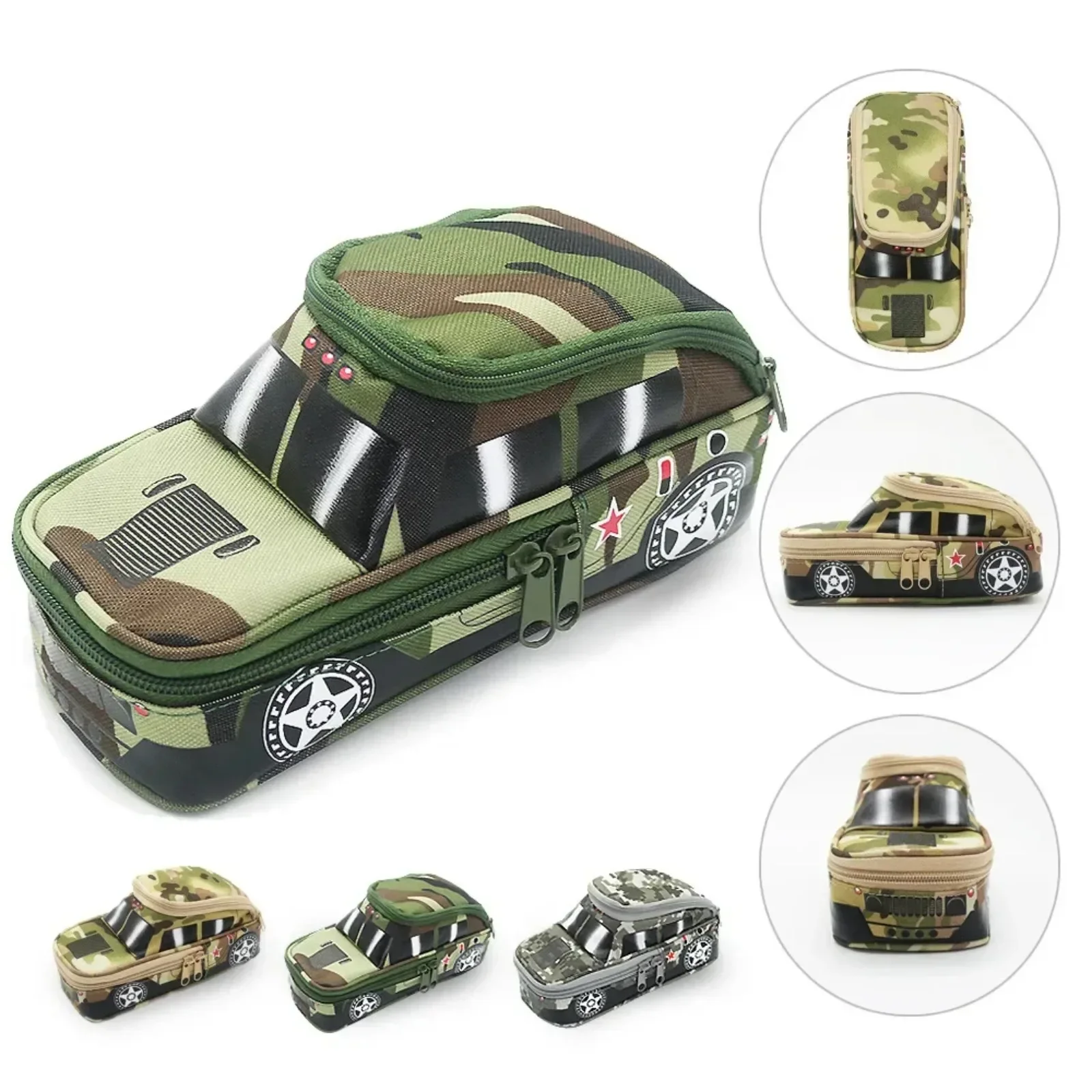 Pencil Case Camouflage Off-road Vehicle Pouch Bag For Boys Children Double Zipper School Stationery Cases pencil cases pen storage bag pencil holder
