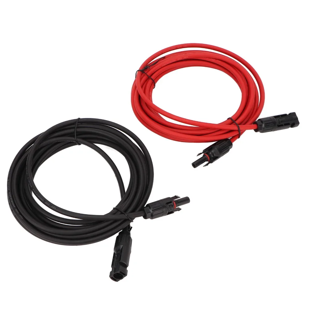 1쌍 실용적인 12AWG 태양광 패널 와이어 4mm² 검정&빨강 태양광 어댑터 연장 케이블 태양광 패널 배선 와이어 태양광 시스템