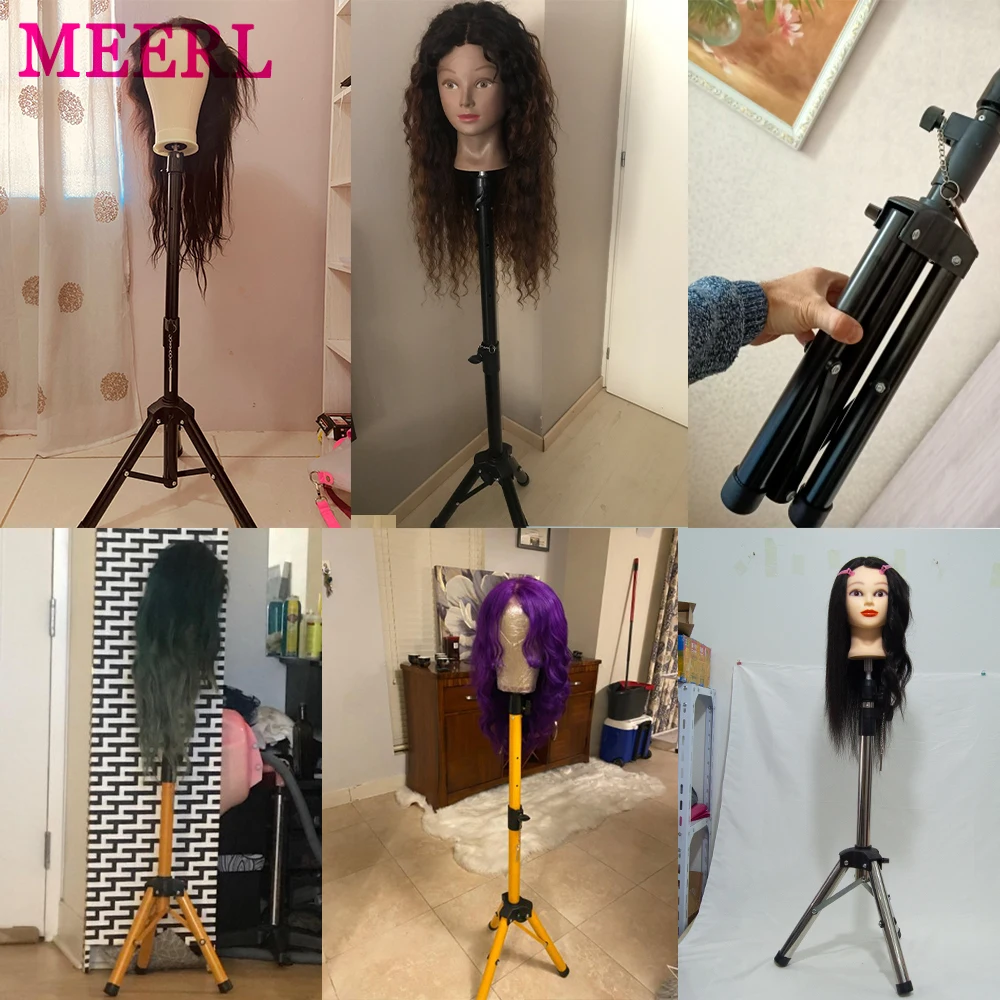Alileader Wig Head With Tripod Stand 60Cm Strong Tripod With African Mannequin  Head Without Hair For Making Wig Stand With Head