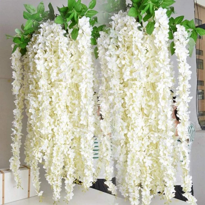 36PacksWisteriaArtificialFlowersWholesaleForHomeWeddingDecorationHangingArtificial