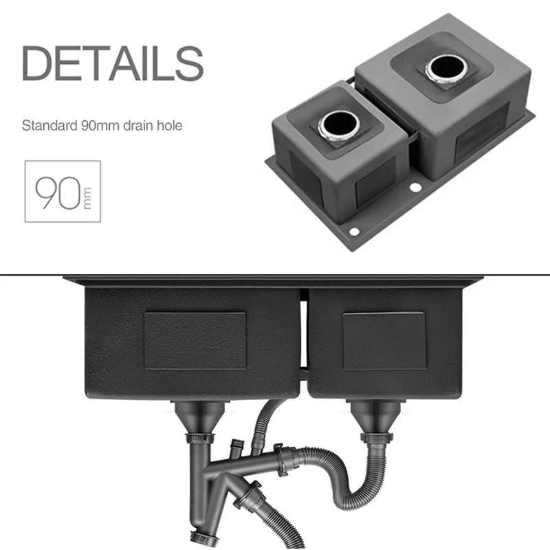 ASRAS 7843 And 8245 Nanometer Double Bowl Kitchen Sink 304 Stainless Steel Large Size Handmade Nano Technology Double Sinks
