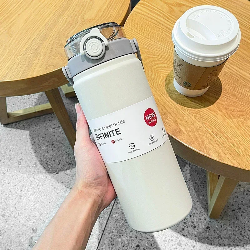 Hot 1.2L Large Capacity Thermo Bottle with Straw Stainless Steel Thermal Water Bottle Keep Cold and Thermos Cup Vacuum Flask