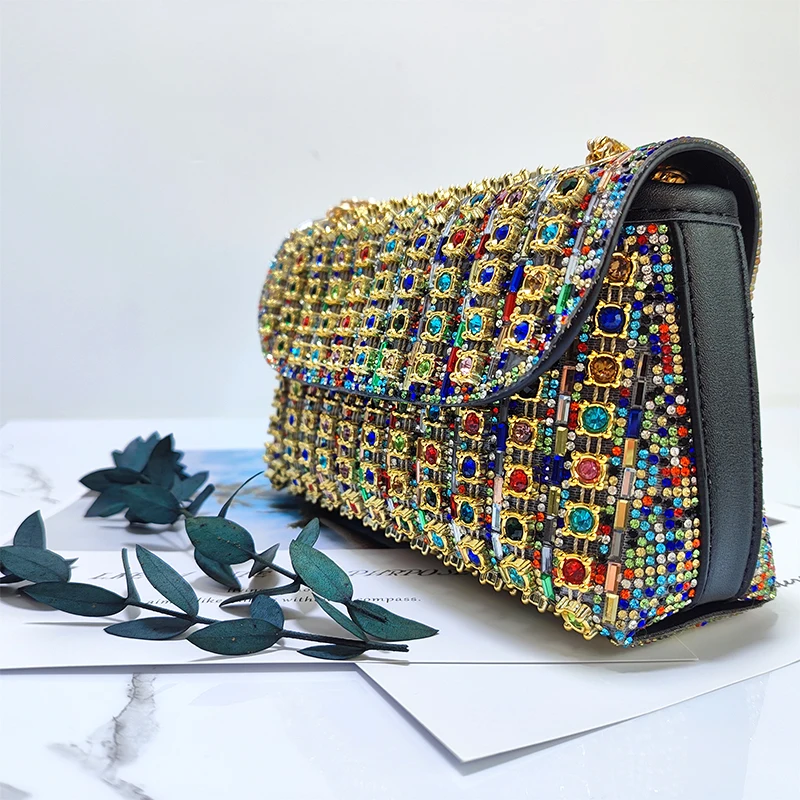 Rhinestone PU Tote Bag for Women Party Elegant Luxury Handbag