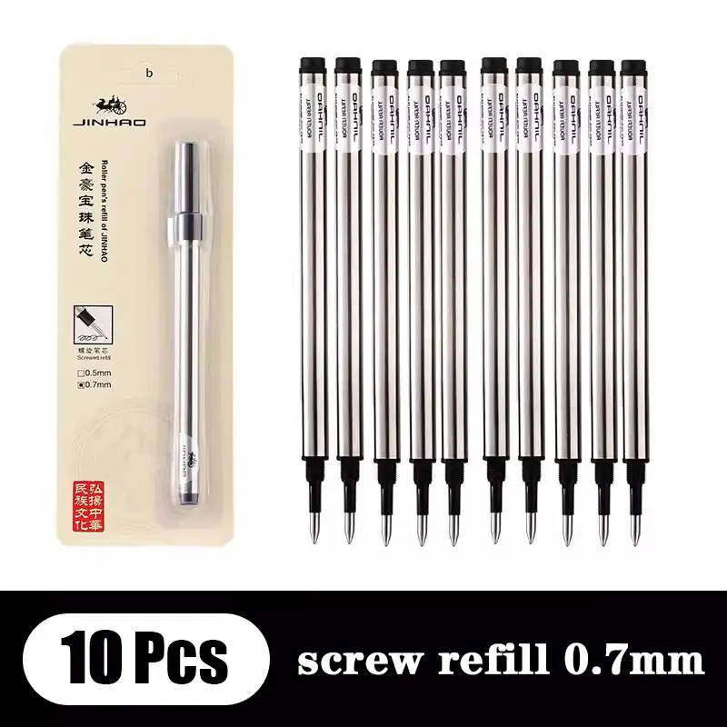 Jinhao Rollerball Pen screw refill 0.5mm 0.7mm Spiral Signature Replacement refill Blue ink 6