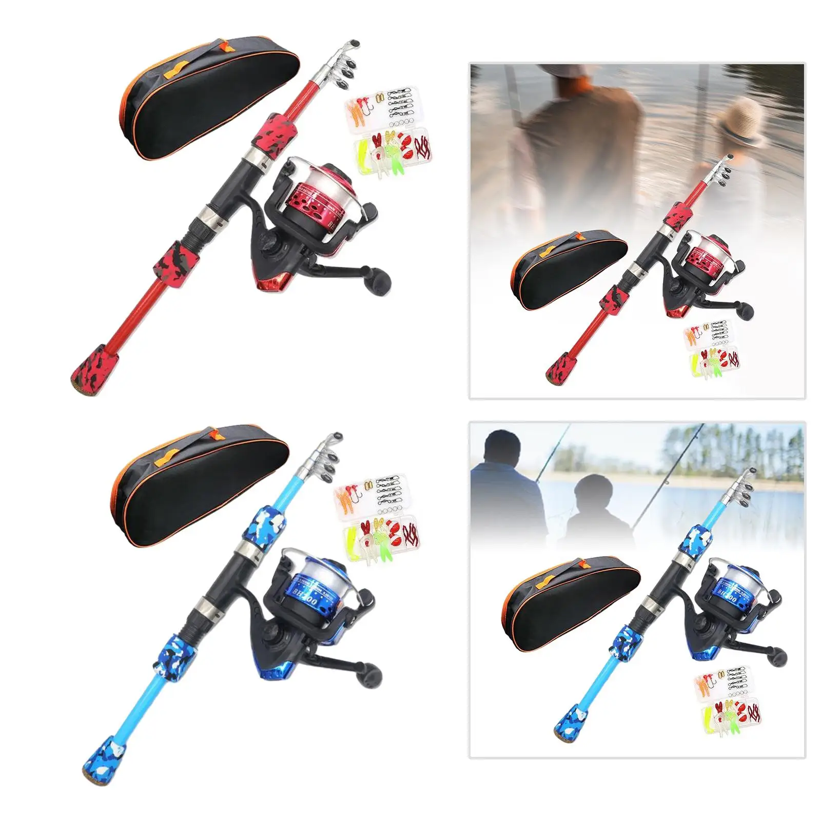 Kids Fishing Rod and Reel Combo with Carrier Bag Travel Kid Fishing Pole Set