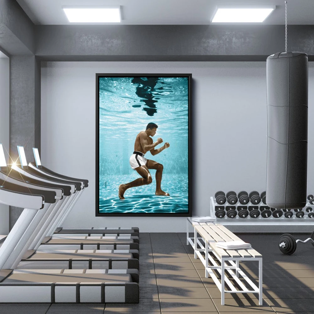 

Muhammad Ali Underwater Training Boxing King Print Art Canvas Poster for Living Room Decoration Home Wall Decor Picture