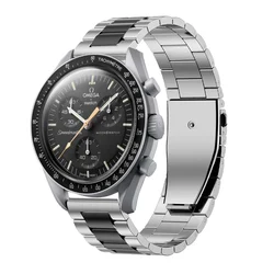 Stainless Steel 20mm Strap with Metal Folding Buckle - MoonSwatch (Silver Black)