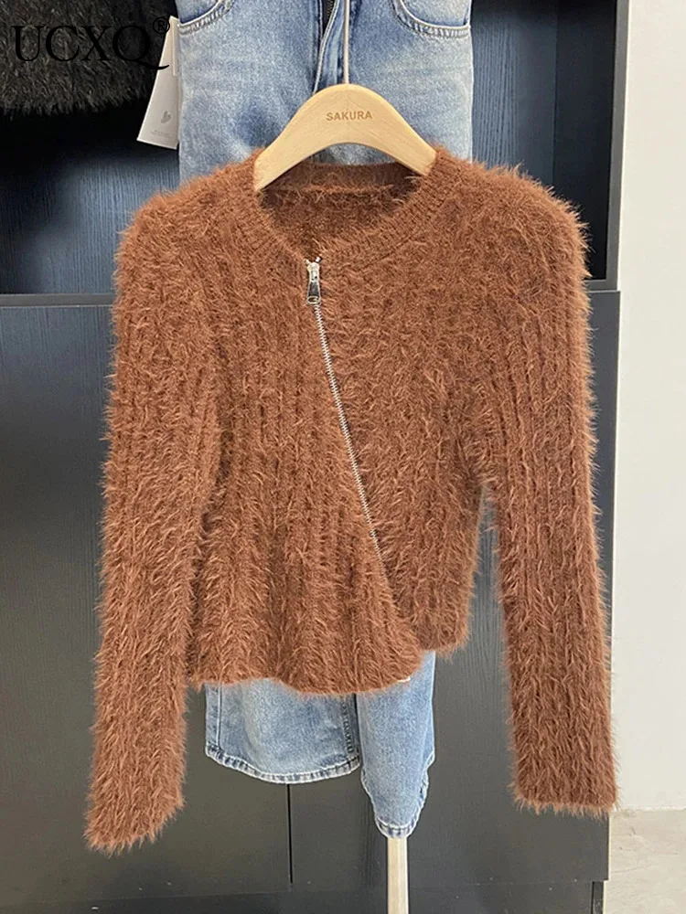 

Женский кашемировый свитер с длинным рукавом, на молнии