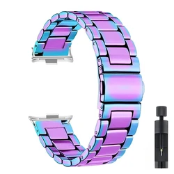 Luxury Stainless Steel Metal Watch Strap Replacement Bracelet for Redmi Watch 4 (Colorful)