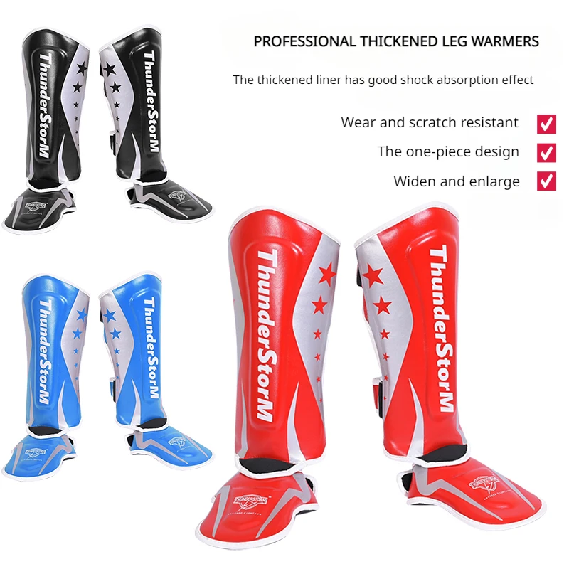 TSM Professional Thick Combat Leg Guard Boxing Shin Guard Sanda Combat Leg Board with Instep Muay Thai Training Equipment