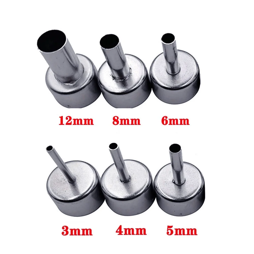 6pcs 22mm Universal Nozzles For 858D+ 8586 Soldering Welding Hot Air Station Heat Resistant Stainless Steel soldering station
