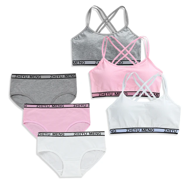 Kids Sports Underwear For Girl Training Bras Set Teen Underwear