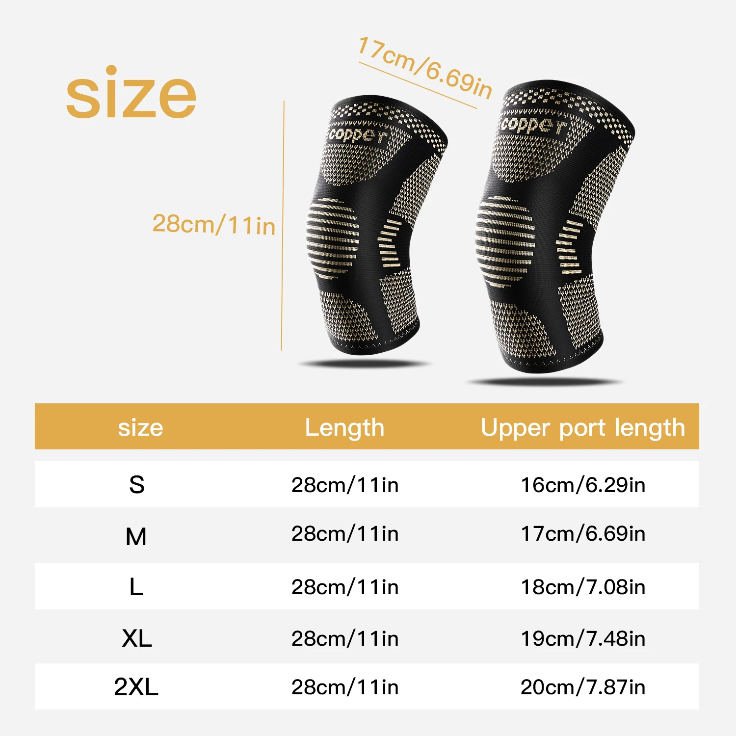 1PC Copper Knee Brace for Arthritis Pain Support-Copper Knee Sleeve for knee pain Compression sleeve for Sports,Knee Pain Relief