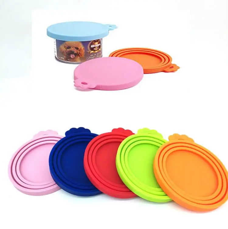 

100pcs 6 Colors Silicone Pet Food Sealed Cans Lids Sealed Food Can Cover Storage Lids Universal Size Fit 3 Standard Size SN4253