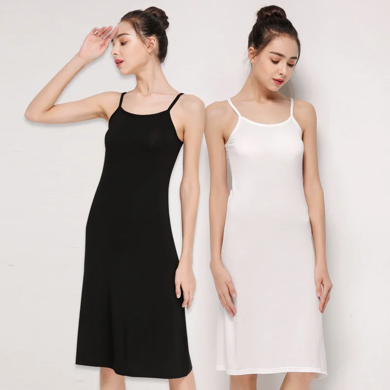 Summer Full Slips Dress For Women Soft Modal Sleeveless Underskirt Petticoat Inner Sling Dress Full Slip Women Under