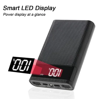 4x18650 DIY Power Bank Box 15000mAh Super Fast Charging  Box with Digtal Display for  for Samsung  for iPhone