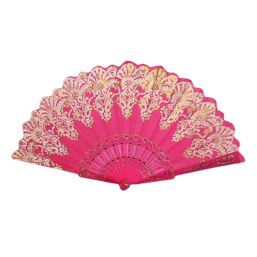 Vintage Hand Fan Sturdy Structure Fabric Folding Fan Easy to Grasp Decoration Fine Texture Handheld Folding folding fan hand fan