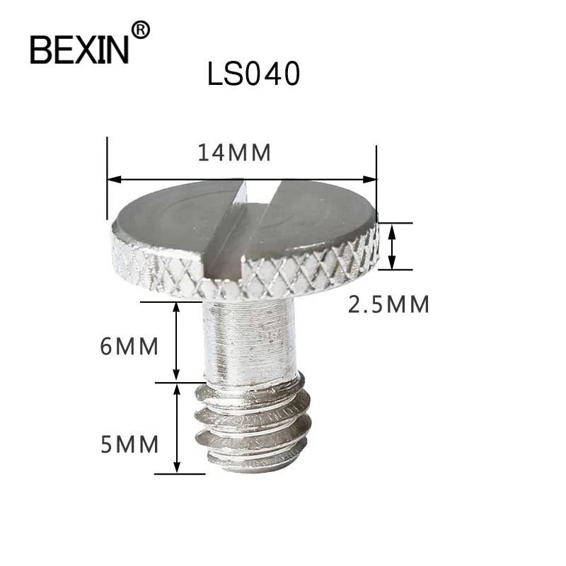 Camera Screw Set BEXIN LS040 Camera Screw D Shaft D-Ring 1/4" Mounting Screw for Camera Tripod Monopod or Quick Release (QR) Plate-5 Pack