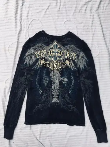 Fashionable Men's Autumn Personalized Skull Letter Print Micro Elastic Comfortable Long-Sleeved T-Shirt Outdoor Street Style Top - Image 9