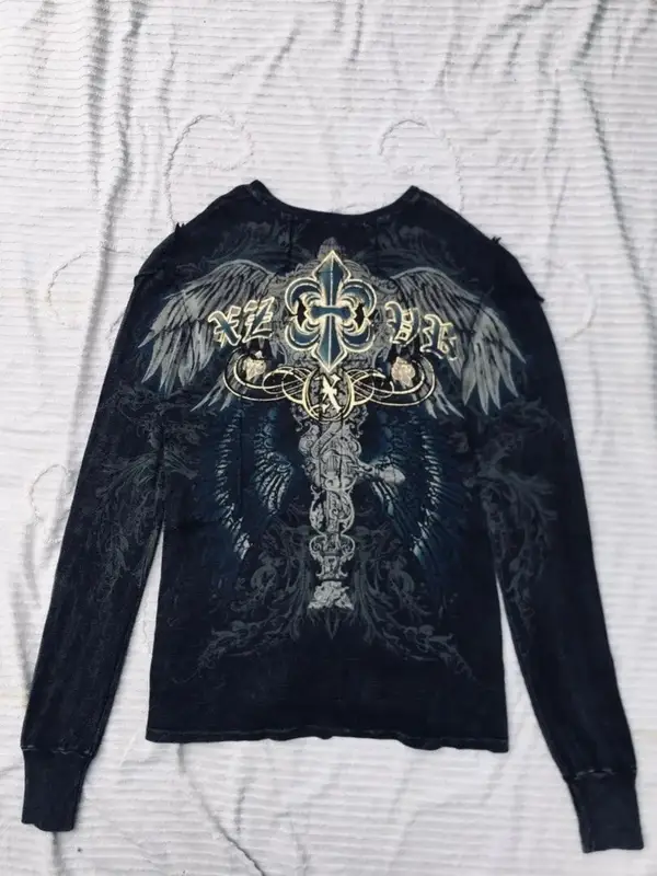 Fashionable Men's Autumn Personalized Skull Letter Print Micro Elastic Comfortable Long-Sleeved T-Shirt Outdoor Street Style Top - Image 9