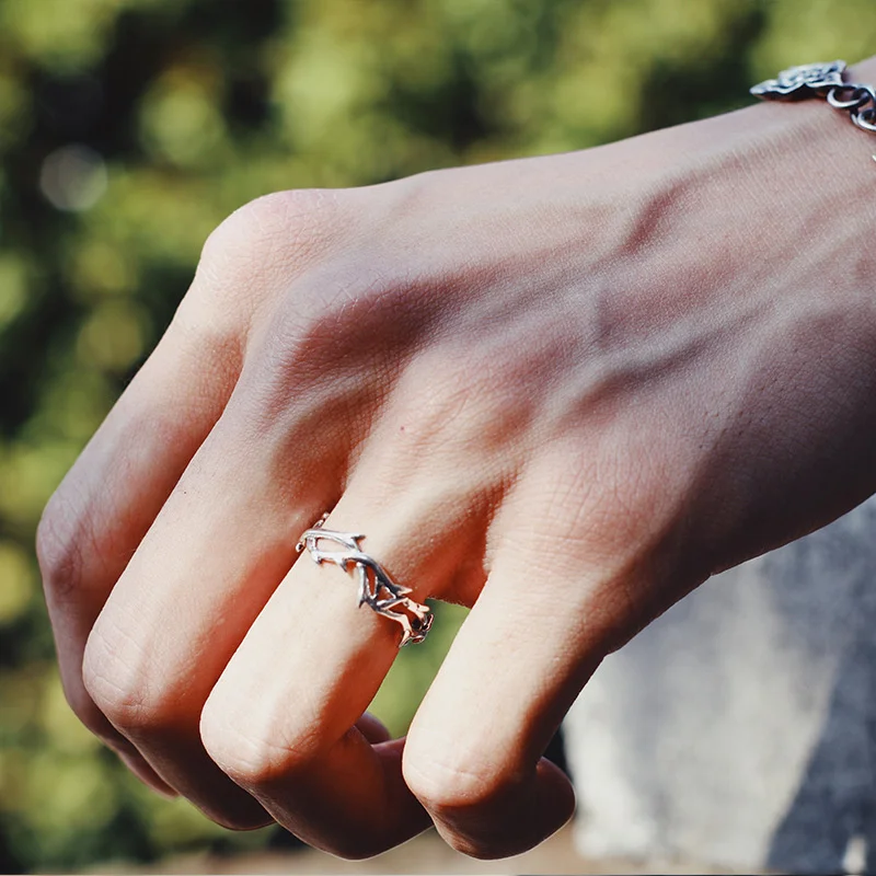 Vintage Ins Style Adherence Men's and Women's Rings with Branches, Thorns, Couples' Ring Gifts, Fashion and Personality 6