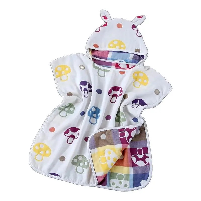 6 Layers Gauze Hooded Beach Towel Cotton Baby Cape Towels Soft Poncho Kids Bathing Stuff Babies Washcloth