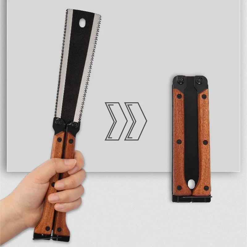 Folding Saw Multifunctional Folding Butterfly Saw Household Small Hand-held Logging Saw Woodworking Tool Double-sided Grinding Hand folding saw