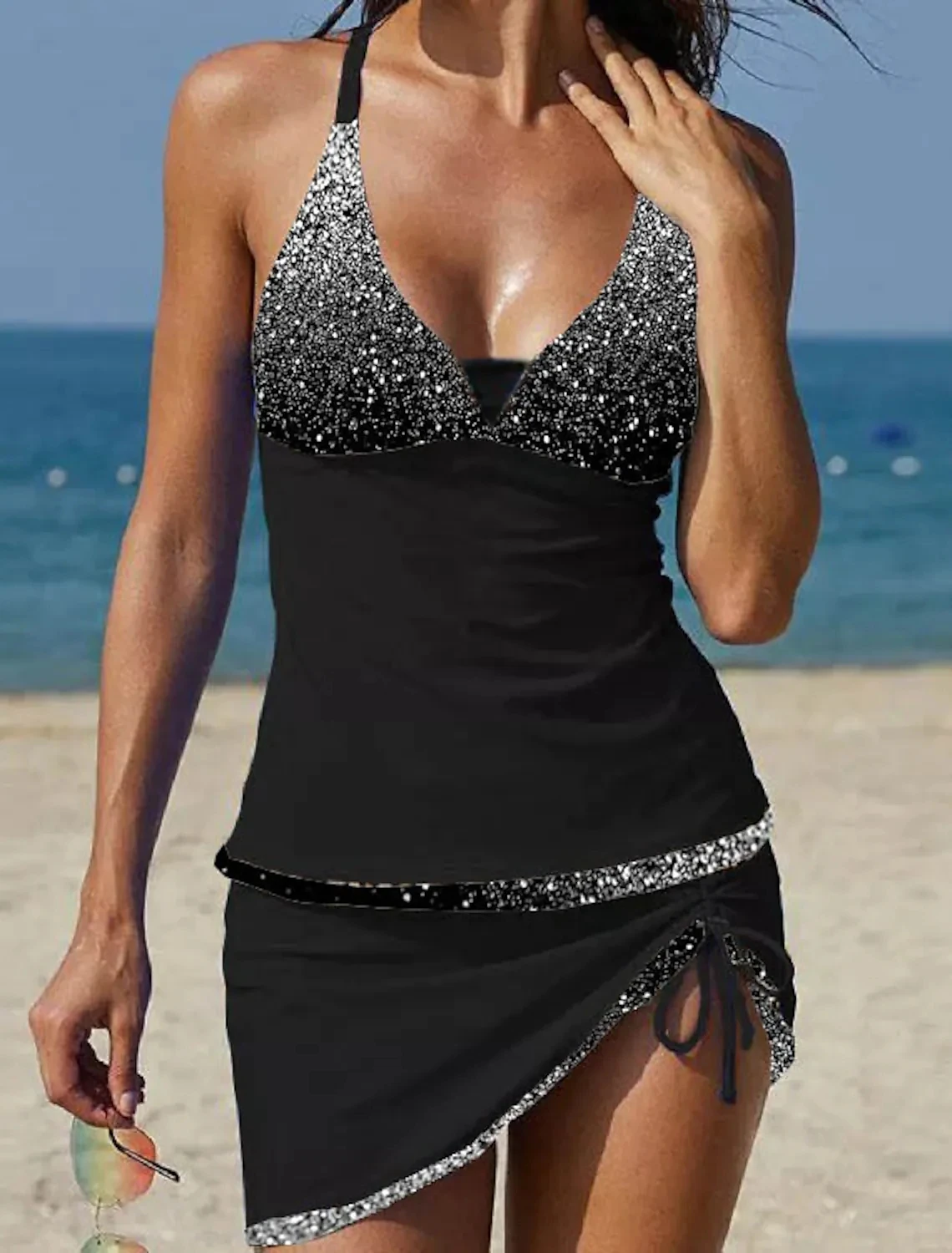 2023 Summer High Waist Beachwear Tankini Female Sexy Bikini Two Piece Set Swimsuits SwimwearWomen Print Bathing Suit Monokini