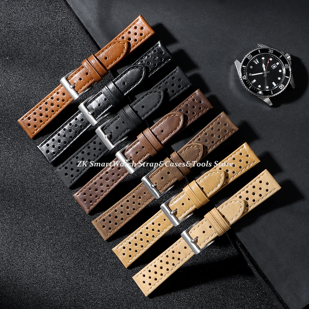 Genuine Cowhide Leather Strap - Soft Breathable Retro Wristband