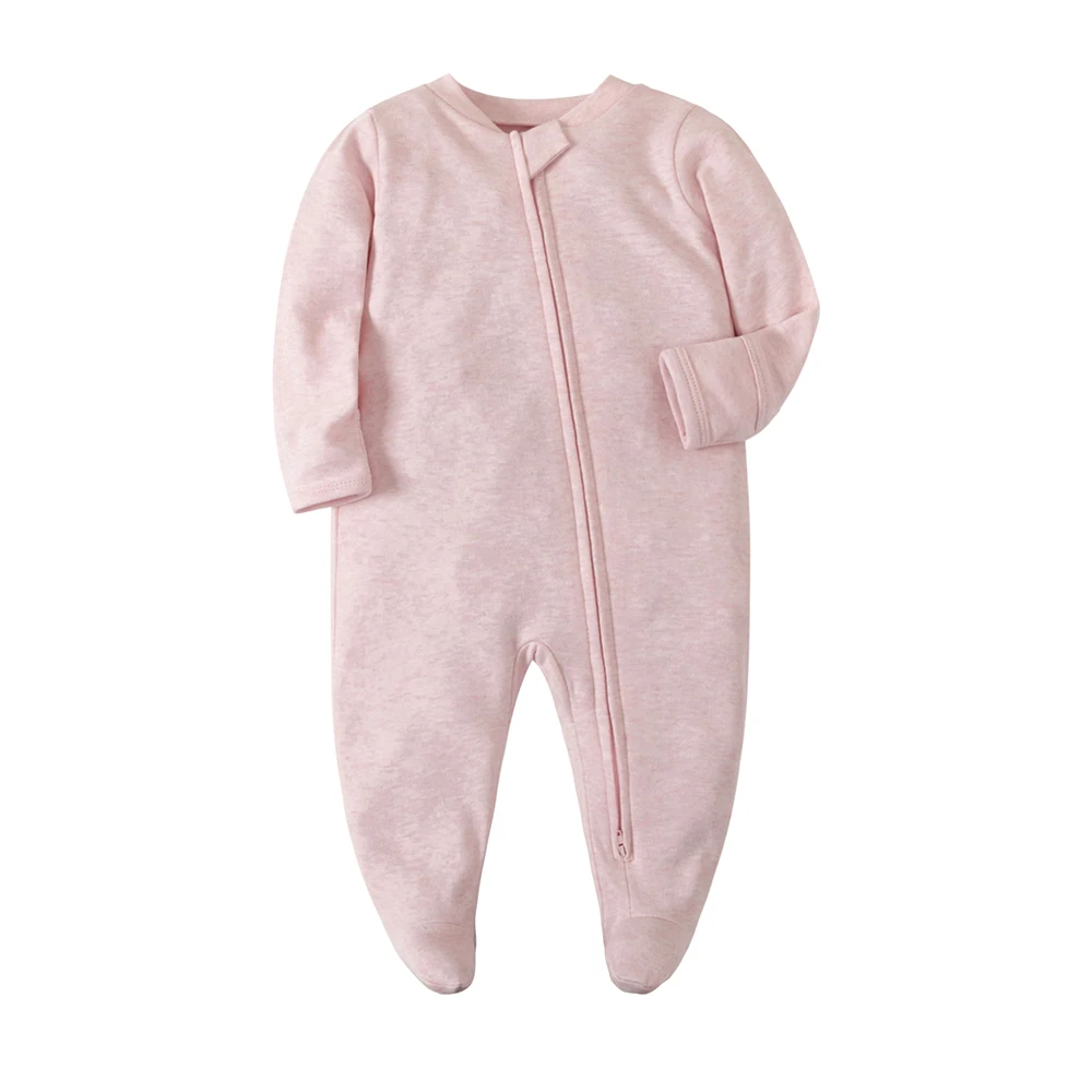 Newborn Footed Pajama Zip Baby Clothes Girls and Boys Solid One Piece Jumpsuit Cotton New Born Clothing baby jumpsuit,baby sleepwear