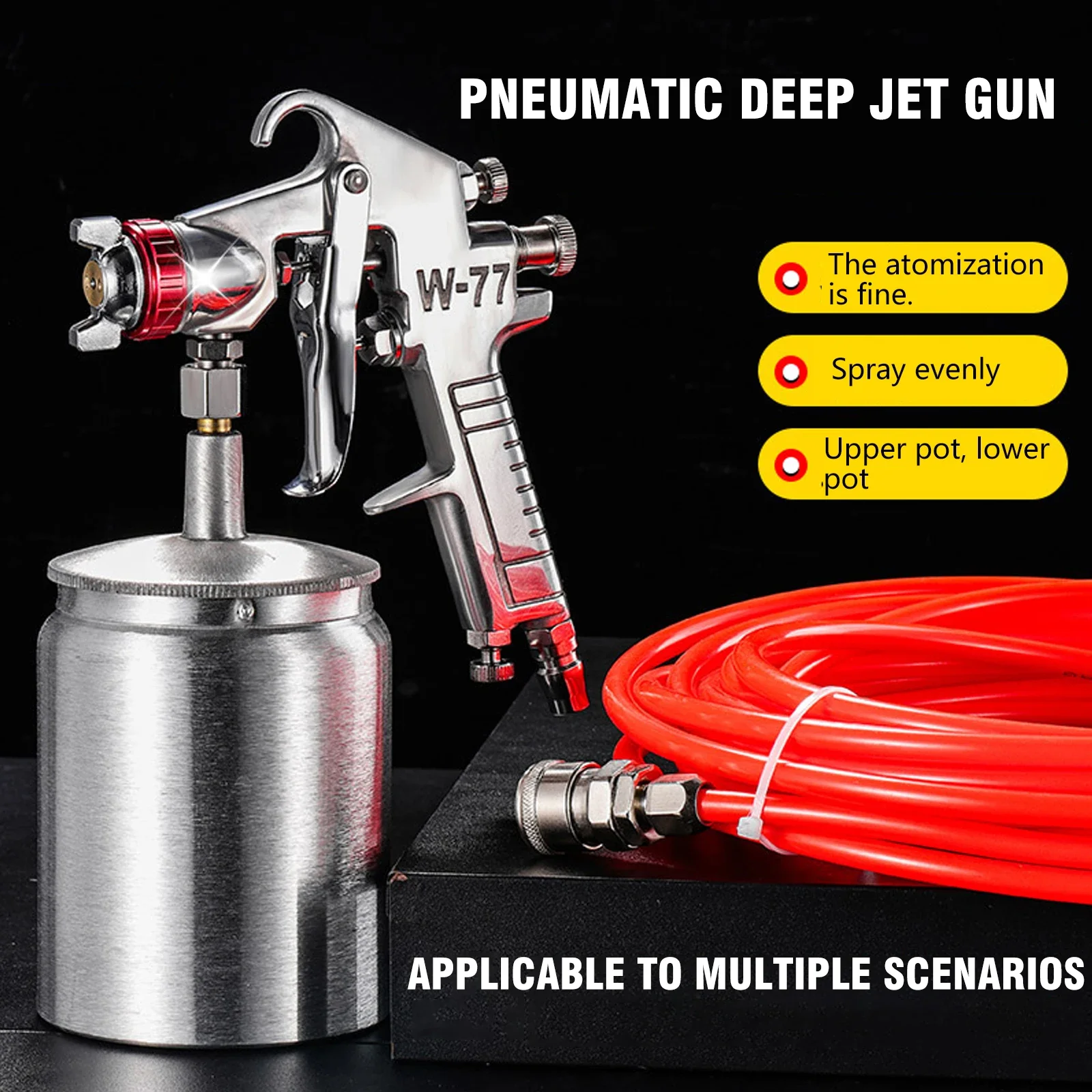 Siphon Gravity Pneumatic Spray Paint Gun High Atomization Paint Sprayer for Car Furniture Parts Painting