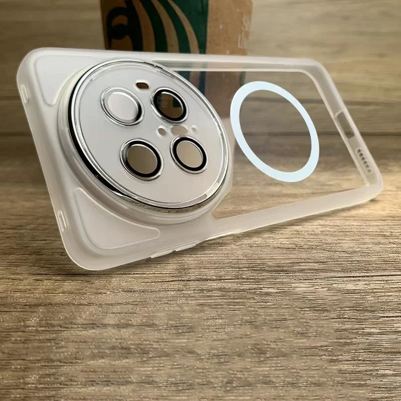 Magnetic Clear Silicone Case with Camera Protection and MagSafe Compatibility
