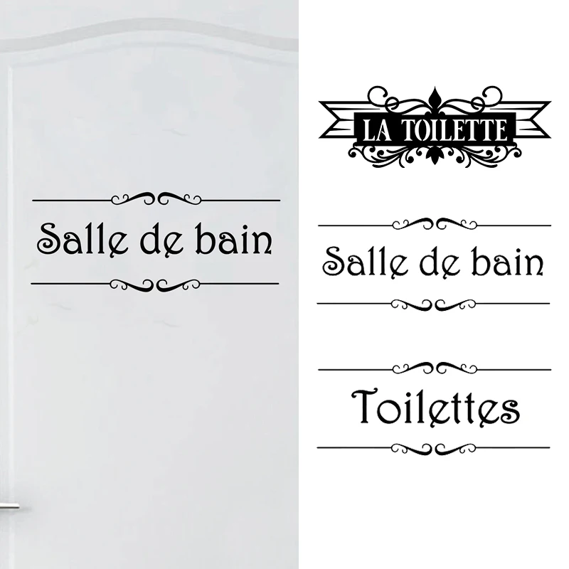 French Bathroom Toilet Door Wallpaper Mural Decals Vinyl Wall Sticker Home Decor