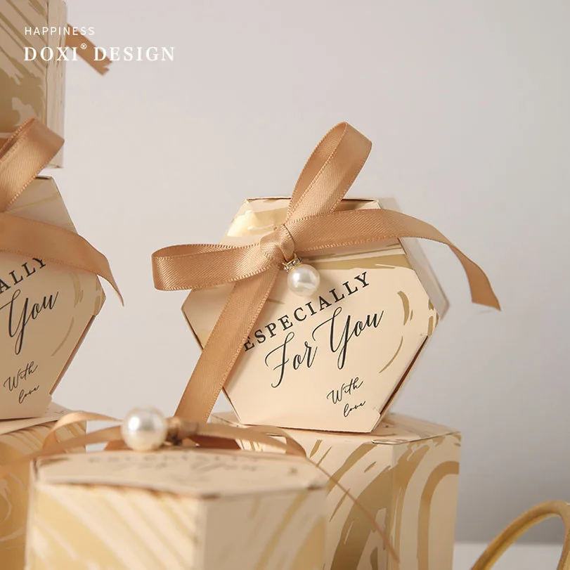 HexagonalCandyBoxWithPearlsLightLuxuryGiftWrappingBabyShower