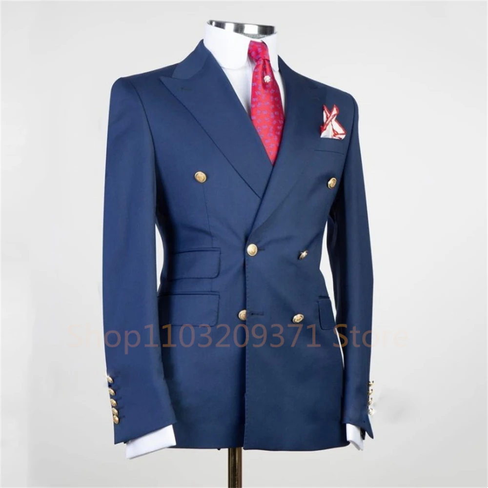 Fashion New Men's Casual Boutique Slim Double Breasted Solid Color Business Wedding Suit Blazers Dress Jacket Coat