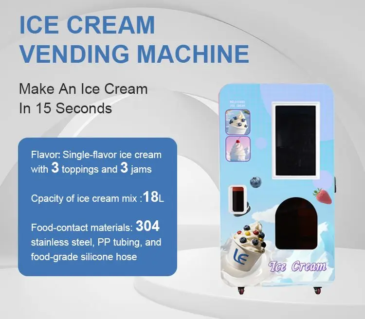 Heavy Duty 27 Inch Touch Screen Soft Ice Cream Vending Machine for Business