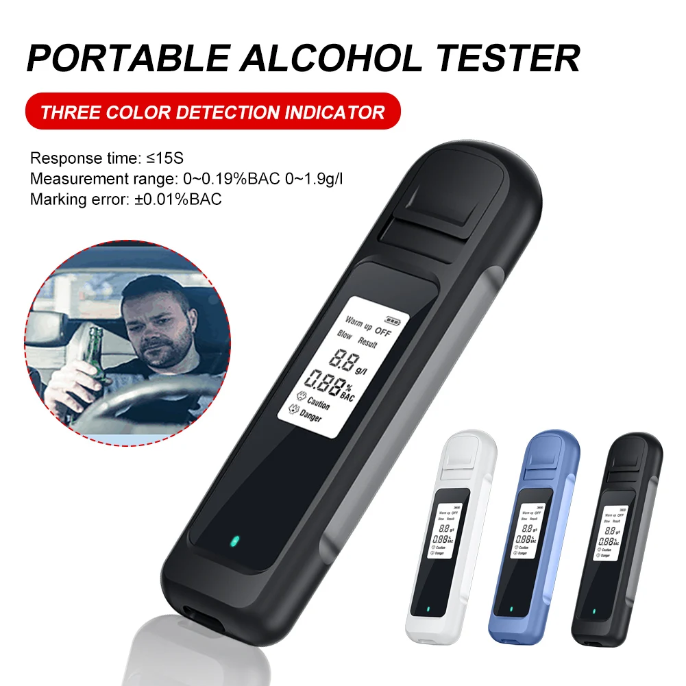 

New Mini Breathalyzer USB Rechargeable Non-Contact Precision Breath Alcohol Tester With Sound Light Alert LCD Digital Display