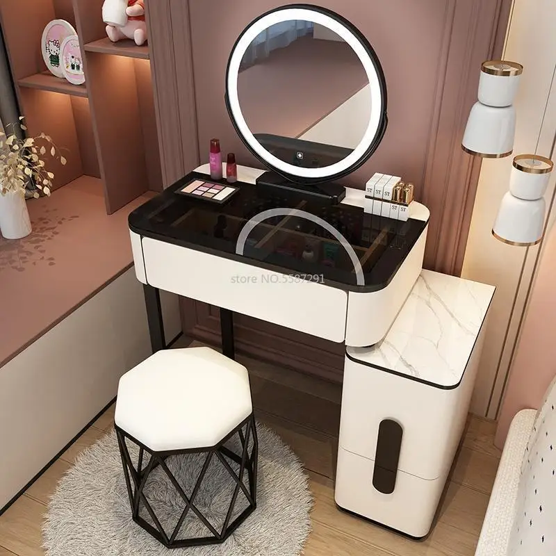 

Modern Desk Dresser Table LED Vanity Mirros Household Bedroom Table Density Dressing Board Makeup Table Mirror Furnitures