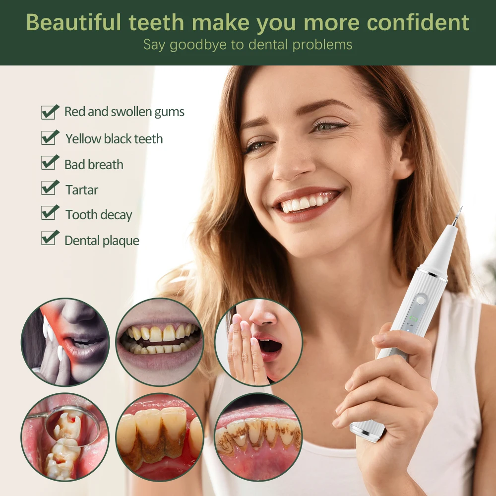 Description Picture 6 of itemVisual Ultrasonic Tooth Cleaner With Teeth Whitening Strips Electric Dental Scaler Calculus Plaque Remover Tartar Eliminator