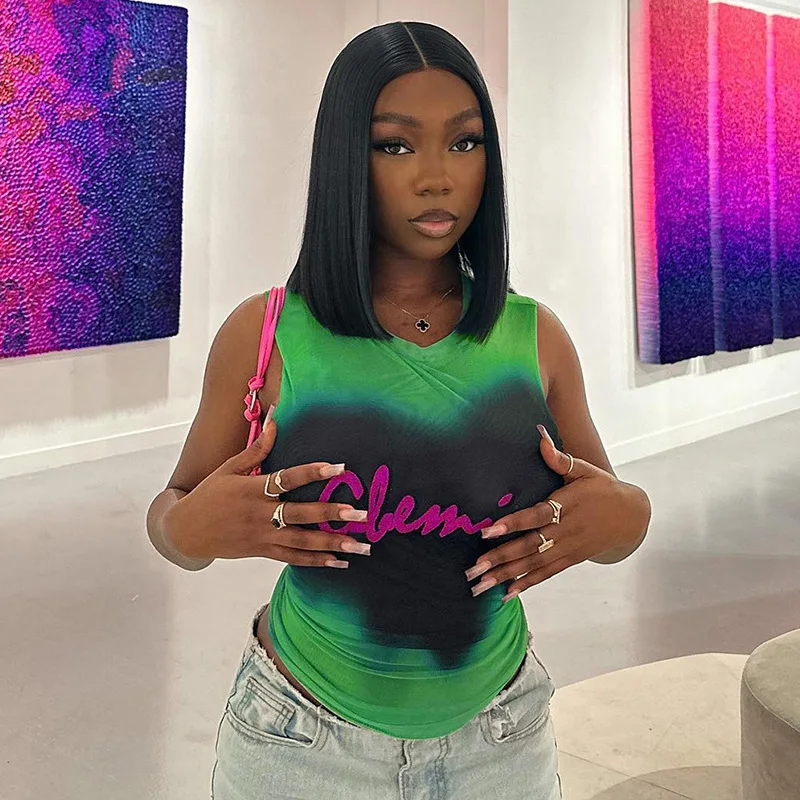 

Tie Dye Print Y2k Shirt Women Fashion Mesh Short Shirts 2023 Summer Party Club Outfit Female Casual Cheap Streetwear Crop Top