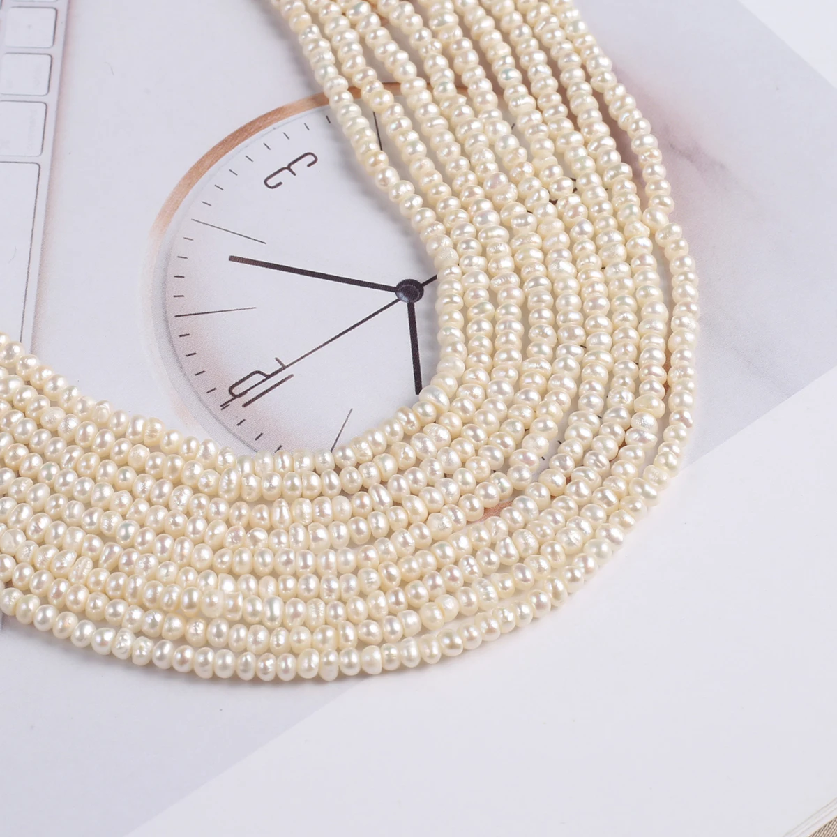 White Natural Freshwater Pearl Loose Spacer Flat Round Beads 2-3mm Jewelry Making DIY Necklace Bracelet Accessories Gift 36CM