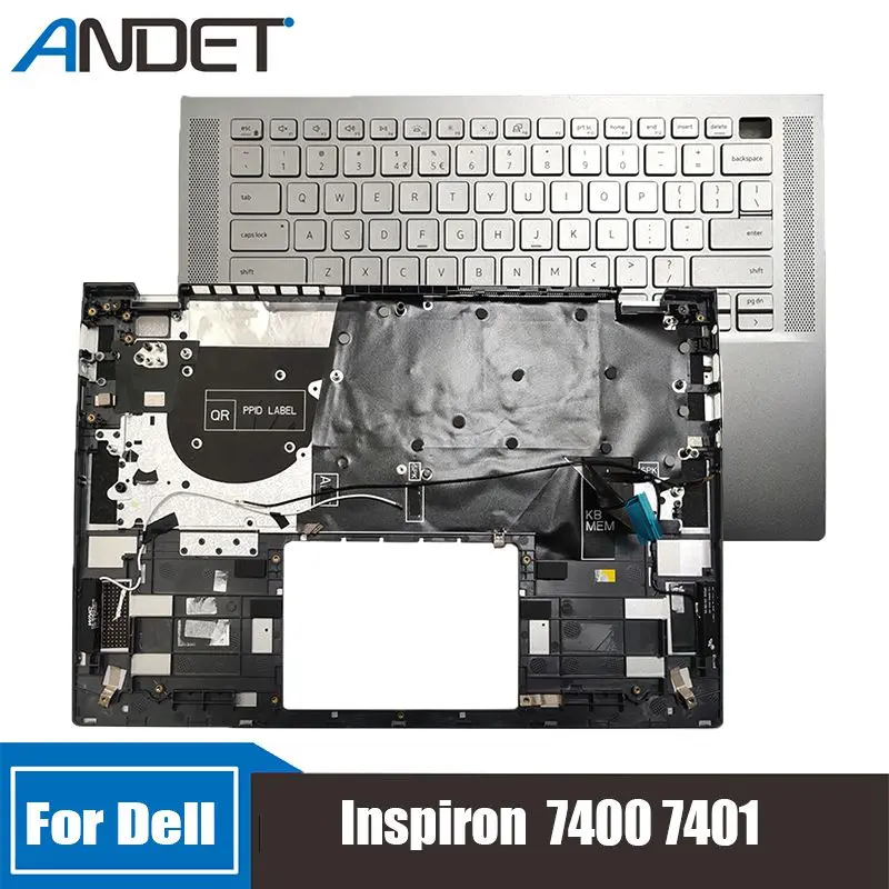 

New Original For Dell Inspiron 7400 7401 without Touch Pad Laptop Keyboard Bezel Top Cover Palmrest Upper Case C Shell Silver