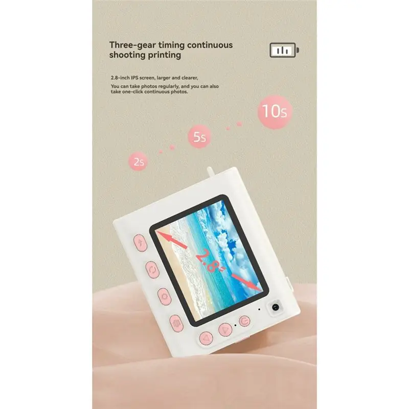 최신 P4 디지털 어린이 카메라 프린터 2.8인치 디스플레이 듀얼 카메라 1080P 비디오 카메라 메모리 카드 포함