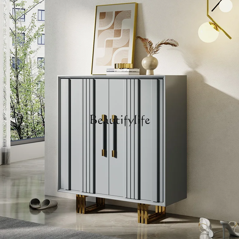 

Affordable Luxury Style Shoe Cabinet Gray Minimalist Entrance Cabinet Italian Minimalist Living Room Curio Cabinet Locker