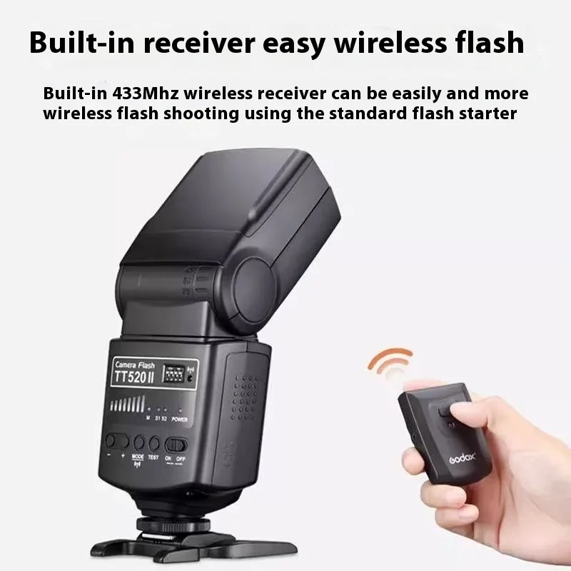 Godox TT520 II Flash TT520II with Build-in 433MHz Wireless Signal + Flash Trigger for Canon Nikon Pentax Olympus DSLR Cameras on camera flash,camera flash