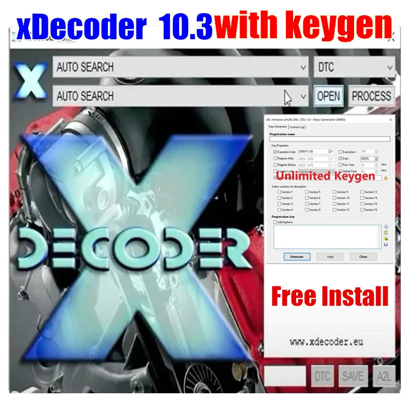 Nowy 10.3 XDecoder z nieograniczoną liczbą dysków DTC Remover DTC OFF Delete off Delete OFF Błąd off DTCRemover dla wielu laptopów